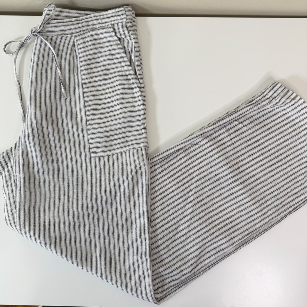 Wide Leg Size 8 Linen Blend‎ Striped Beachy Pants Shelli Segal Summer Coastal